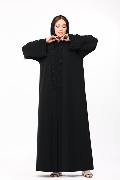 عبايه حرير نص ياقه هاند ميد